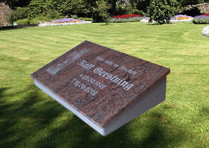 Grabplatte Urnengrab Granitplatte impala Grabstein inkl Gravur Maß 20x25x3cm 