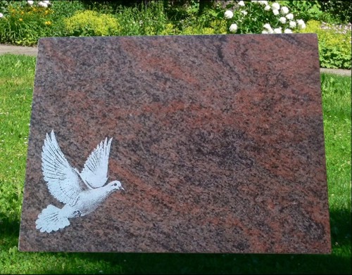 Granitplatte Grabplatte  mit Wunschgravur Grabbild 18x13cm Edle Gedenkplatte 